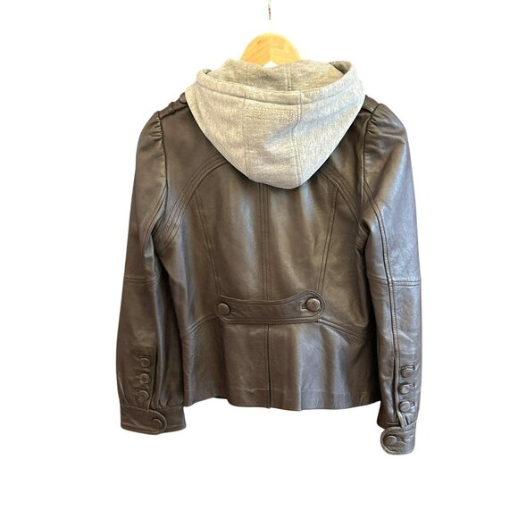 Y2K VIntage Cocoon Women's Brown Sheep Leather Puff Sleeve Leather Jacket Large - Picture 5 of 7